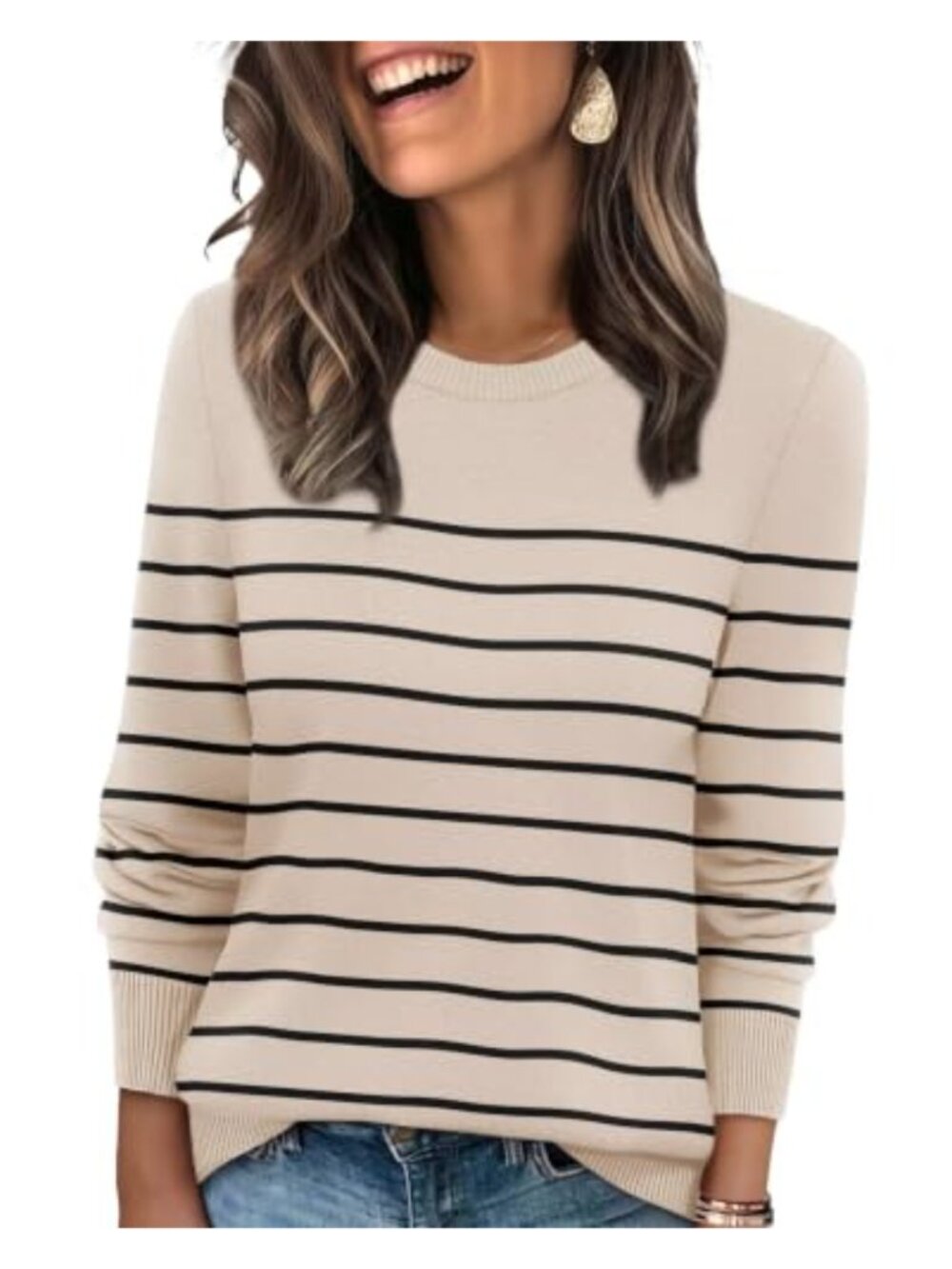 WIHOLL Women's Lightweight Ribbed Knit Crewneck Pullover Sweater Long Sleeve